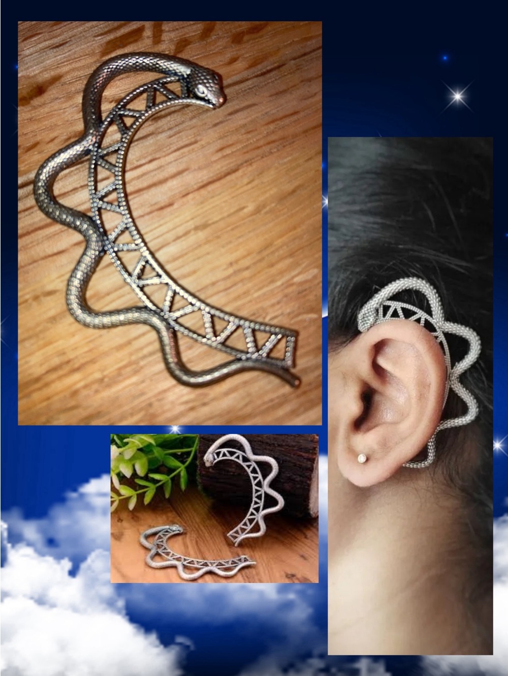 Silver Snake Ear Cuff